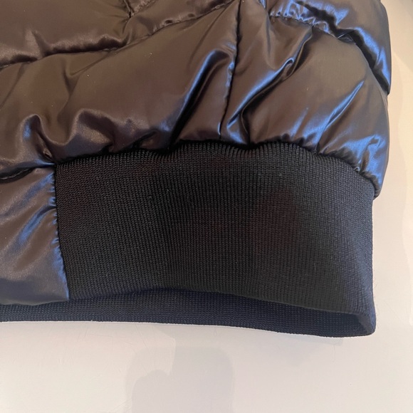 Statement Puffer Bomber Jacket Quilted Body Leather Sleeve Tiger Back Patch - Picture 8 of 16